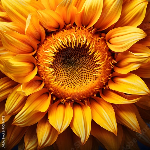 sunflower close-up on a dark blue background. High quality photo