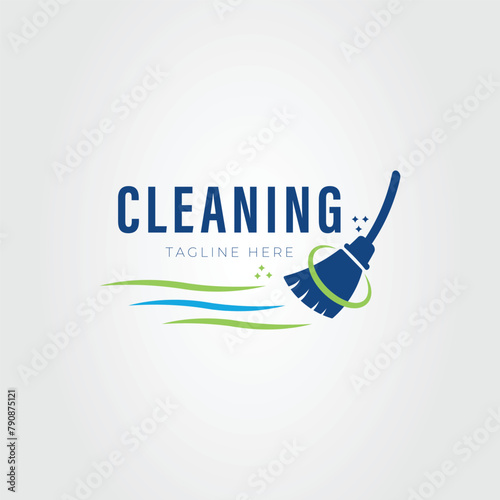 broom or besom for cleaning room logo vector illustration design © rizka arishandy