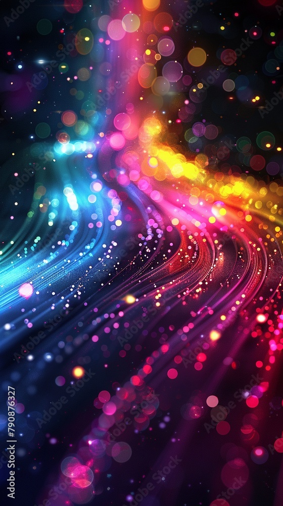 Fototapeta premium A digital artwork featuring a spectrum of neon lights in an abstract composition