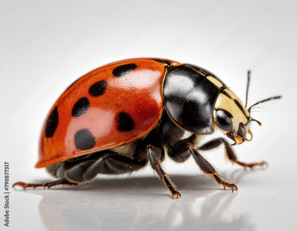 Fototapeta premium airbrushed digital simple illustration of an lady bug, isolated on a pure white background