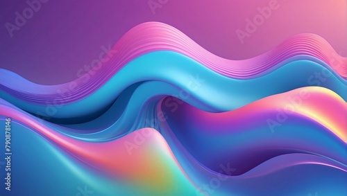 Fluid holographic gradient abstraction, 3D vector design component. photo