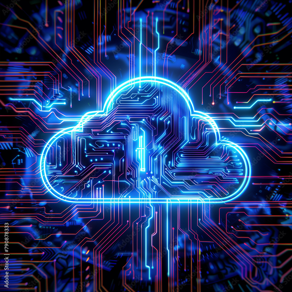 Cyber Cloud Core: Intricate Neon Circuitry Crafting a Luminous Cloud in the Digital Realm Cyber Cloud Core: Intricate Neon Circuitry Crafting a Luminous Cloud in the Digital Realm