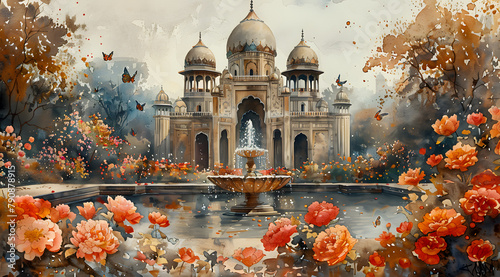 Imperial Elegance: Butterflies and Blooms Adorn the Mughal Garden photo