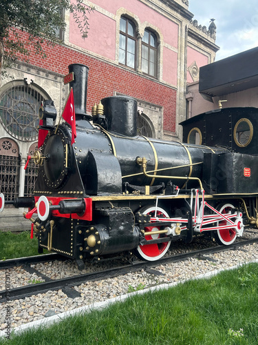 the historical locomotive at Sirkeci Station. close-up old locomotive. sirkeci istanbul historical locomotive photo