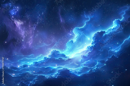 a blue and purple galaxy with a blue background