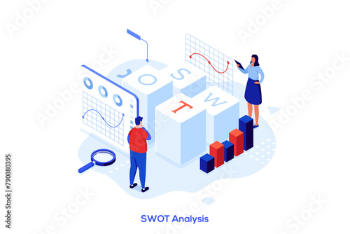 Modern Isometric Business Scene. Vector Illustration