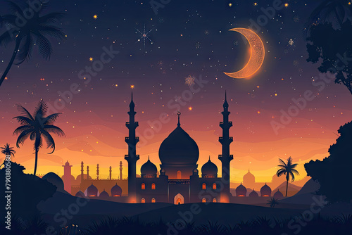 eid mubarak festival mosque greeting background