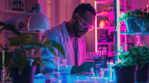 African-American Scientist Conducting Plant Research in Modern Laboratory © mikhailberkut
