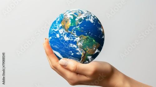 Human hand gently cradling the Earth  symbolizing care and stewardship for our planet