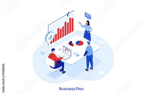 Modern Isometric Business Scene. Vector Illustration