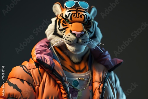 fashionable style of a lion tiger 3D photo