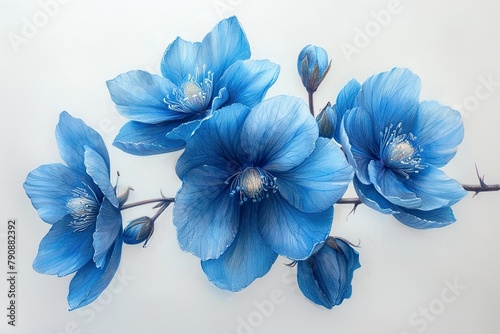 5h a bunch of wild blue flower  pastel painting  on transparent background