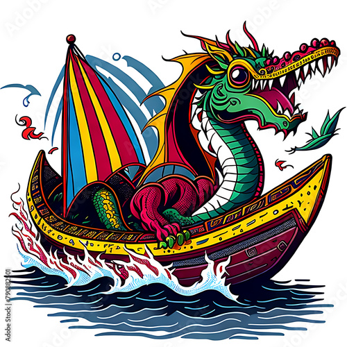 Vector illustration style for the Chinese Happy Dragon Boat Festival celebration