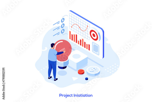 Modern Isometric Business Scene. Vector Illustration