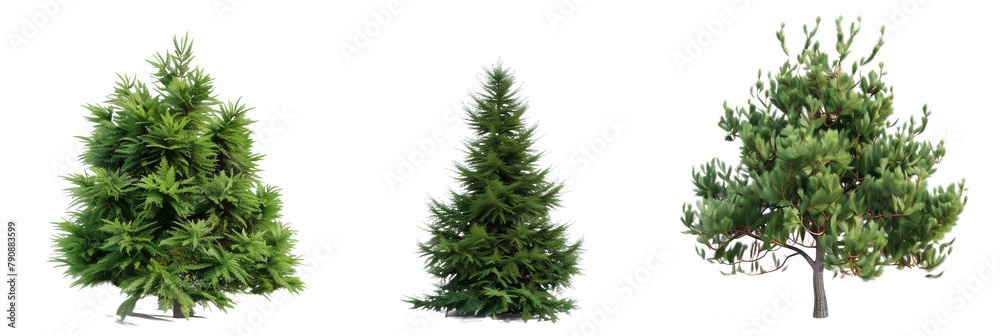 set of cedars, majestic and fragrant, isolated on transparent background