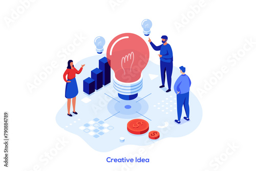 Modern Isometric Business Scene. Vector Illustration