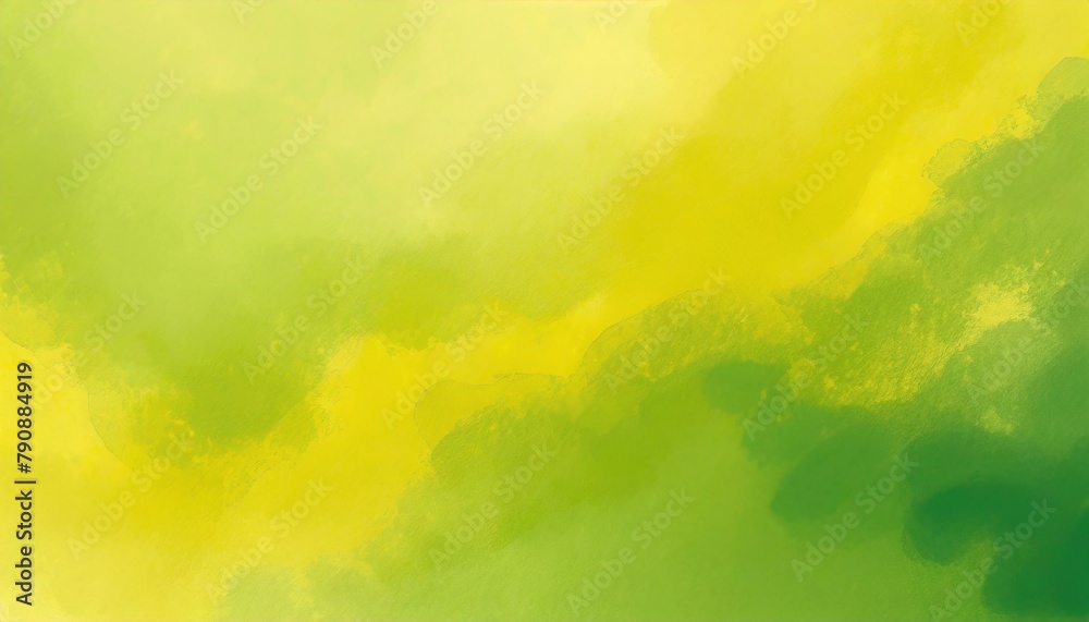 Yellow green abstract background. Watercolor. Green background with copy space for design.