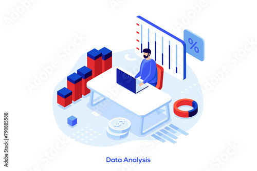 Modern Isometric Business Scene. Vector Illustration