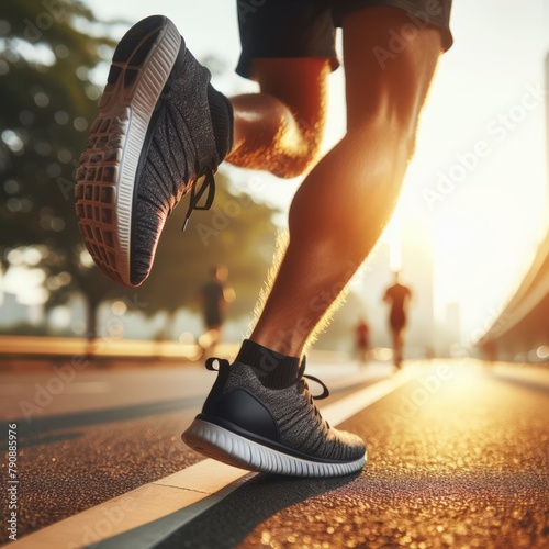Man starts his jog early morning run 