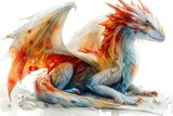 Beautiful dragon isolated on white with copy space digital art illustration