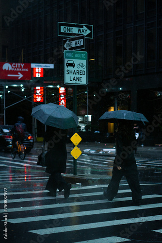 New York City rainy foggy night architecture and street photography