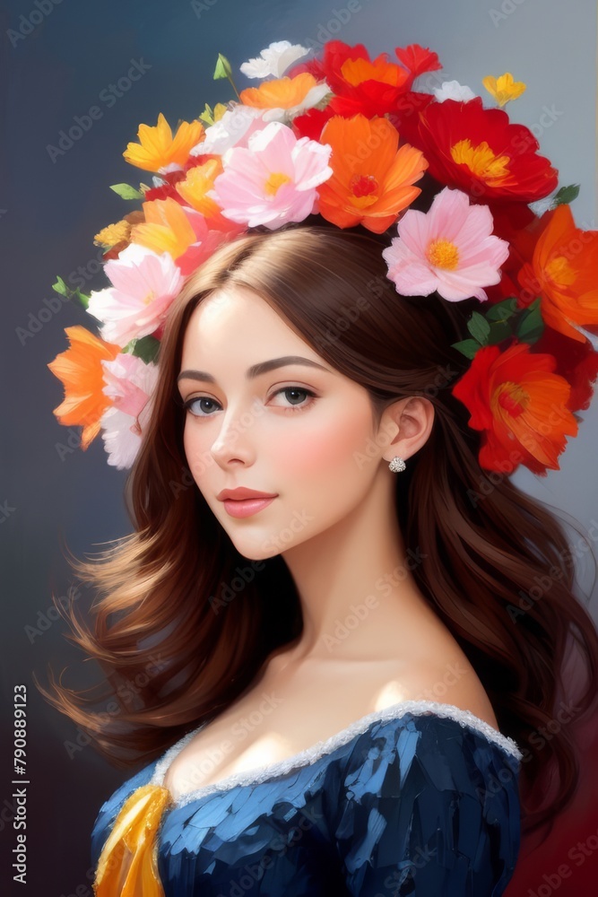 Oil painting portrait of luxurious and beautiful woman, abstract and artistic Oil painting portrait of luxurious and beautiful woman, abstract and artistic