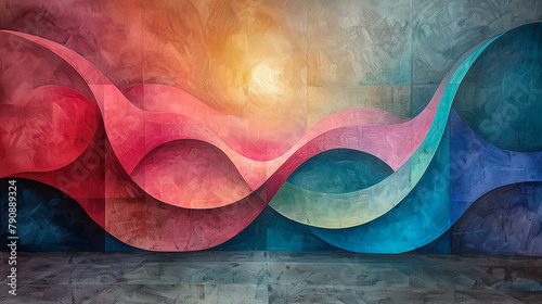 Abstract watercolor background with wavy. photo