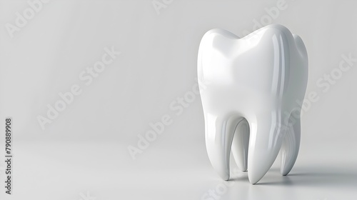Pristine 3D Tooth Icon Symbolizing Dental Healthcare and Hygiene