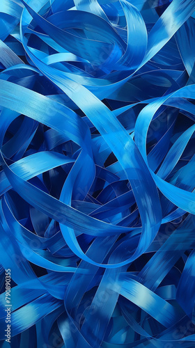 A weave of cyan ribbons on a 2D card, flowing and interlacing