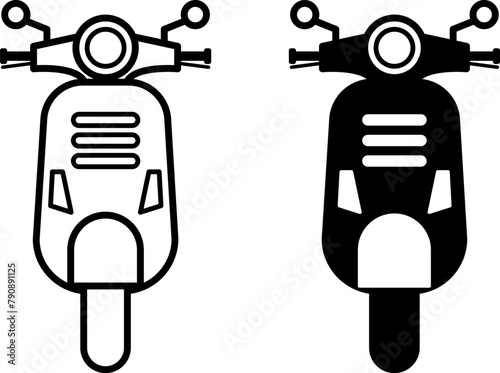 Scooter Front View Icons. Electric Scooter Vector Icon. Urban Transport Concept