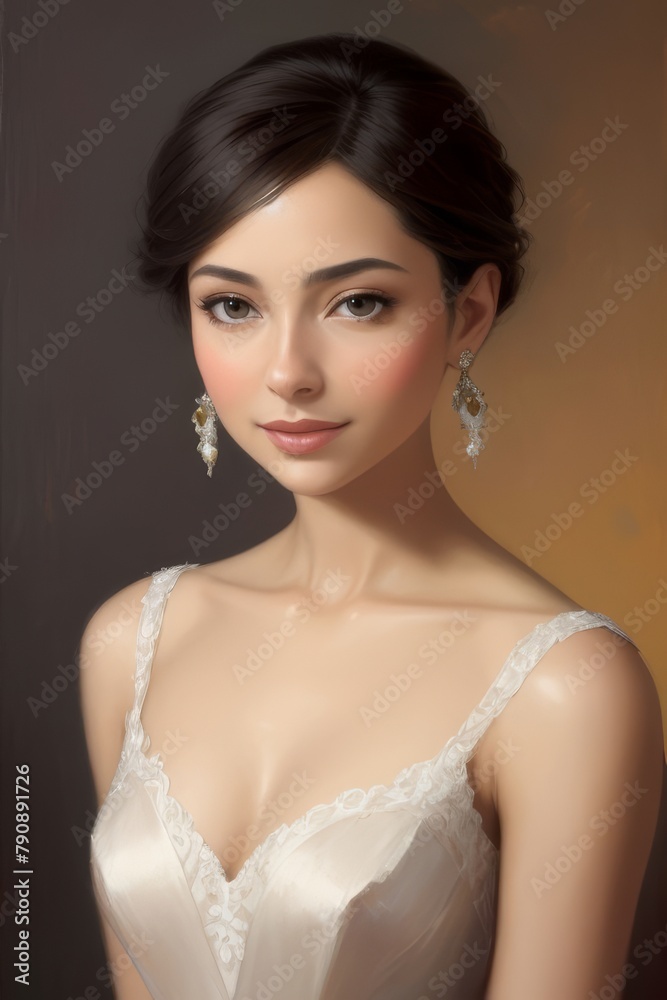 Oil painting of a beautiful woman