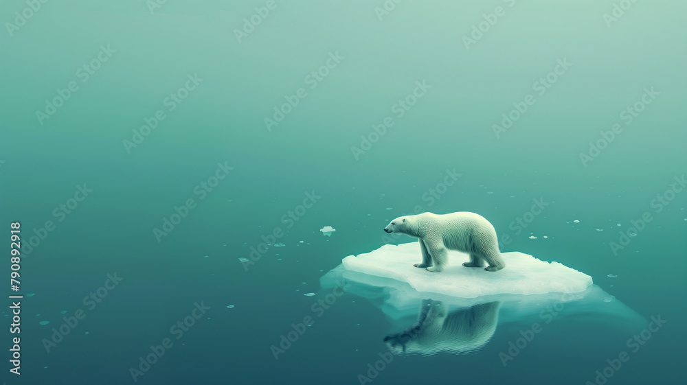 Naklejka premium Polar bear on ice in the Arctic region