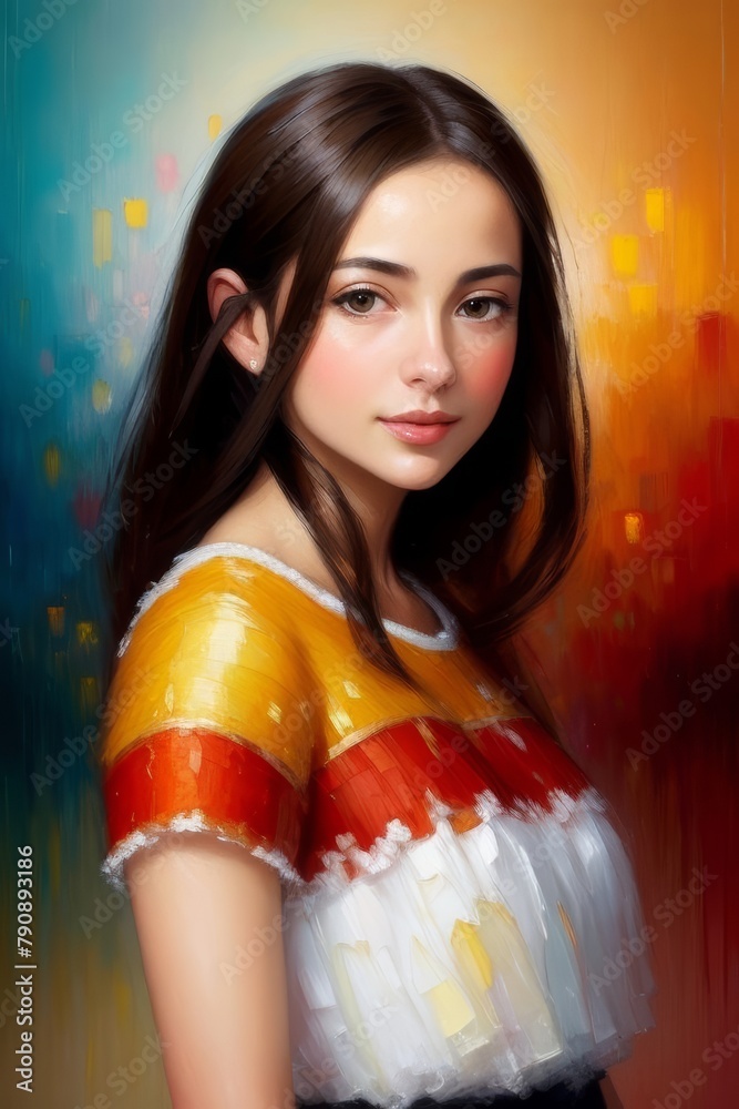 Naklejka premium Oil painting of a beautiful woman