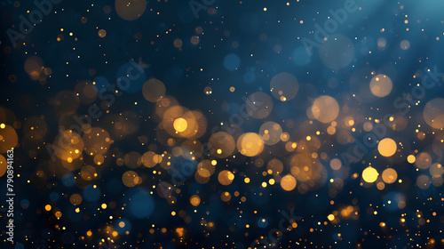 abstract background with Dark blue and gold bokeh festive concep photo