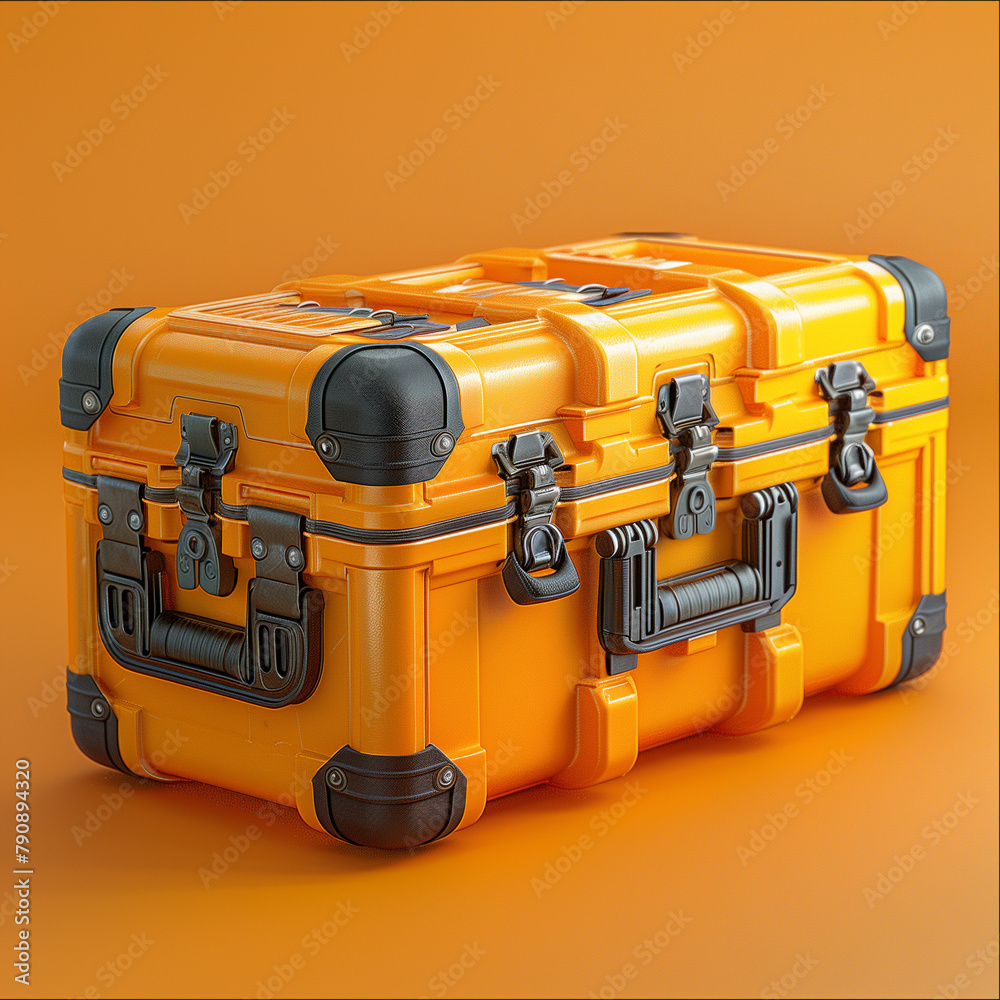 Robust Orange Travel Case on Yellow Background