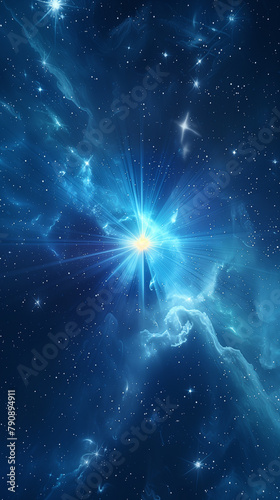 Celestial Blue Starburst in Night Sky