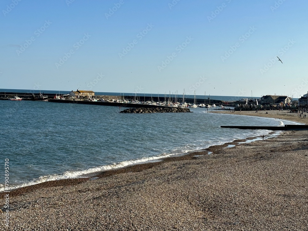 Lyme Regis seaside beach scene Dorset England 