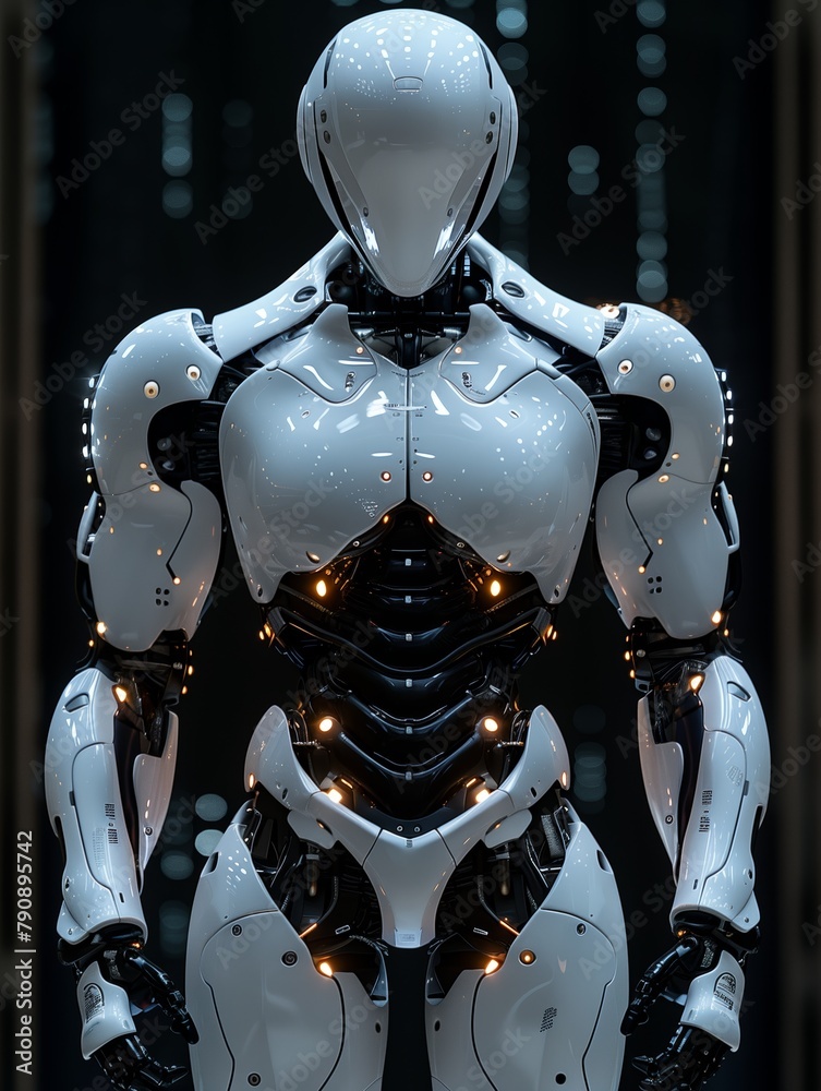 Robot like bodybuilder from future, security bot, futuristic features Robot like bodybuilder from future, security bot, futuristic features
