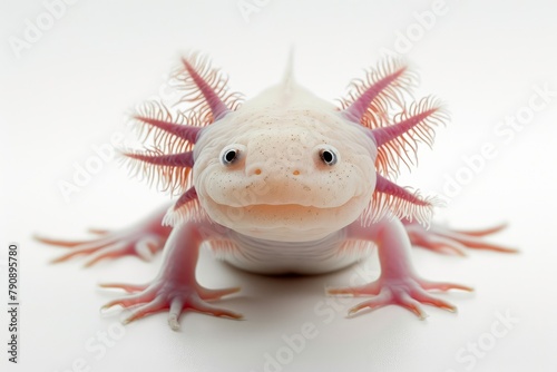 Axolotl photo on white isolated background