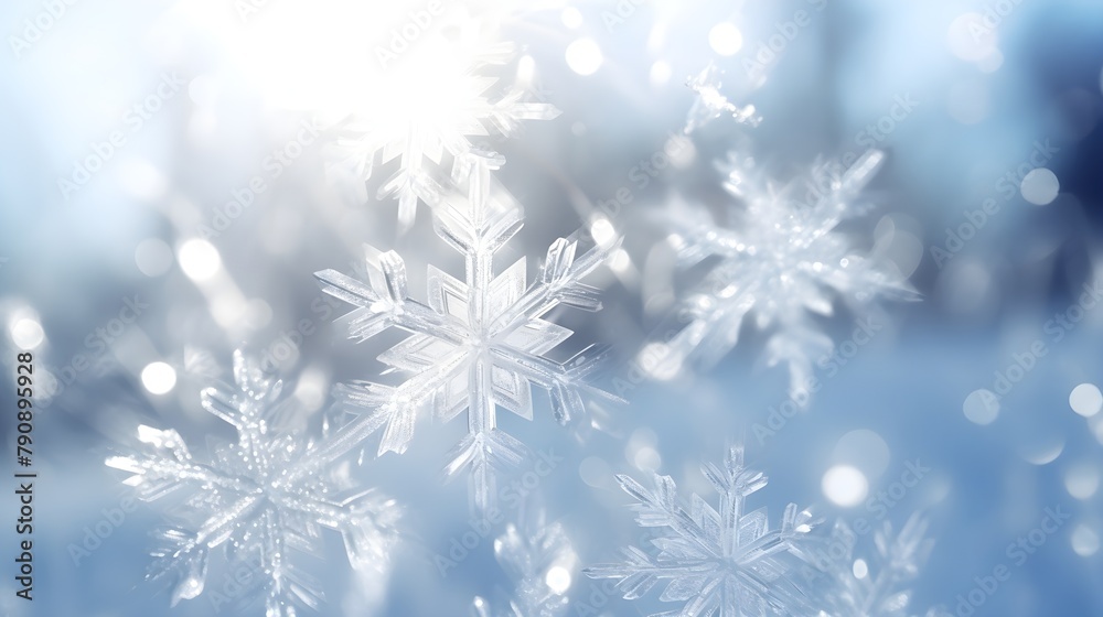 White snowflakes sparkle in the sunlight, track photography, abstract expressionism, 4K, high resolution, low view, detailed light and shadow, cinematic banner wallpaper Merry Christmas holiday theme White snowflakes sparkle in the sunlight, track photography, abstract expressionism, 4K, high resolution, low view, detailed light and shadow, cinematic banner wallpaper Merry Christmas holiday theme