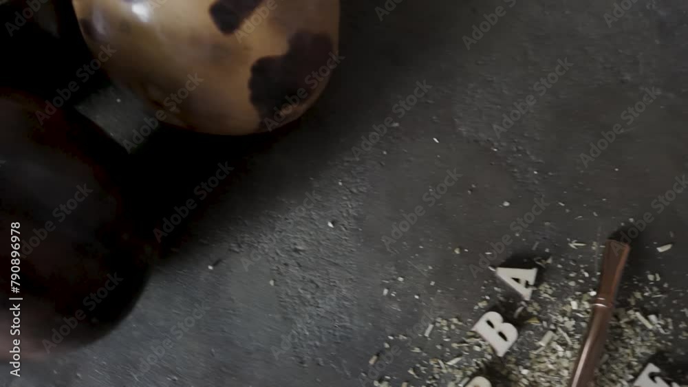 Yerba mate drink. Tools for drinking yerba mate proper way