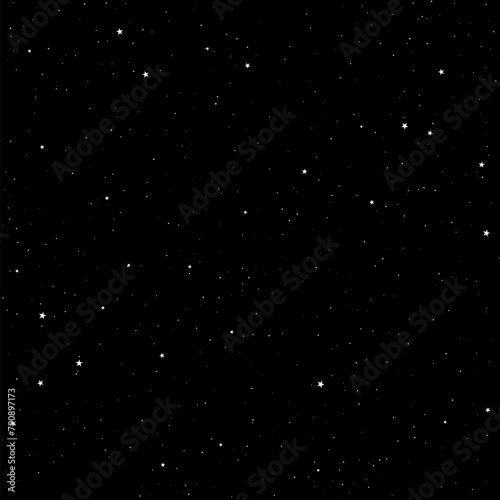 Black background with starry sky. Vector seamless pattern.