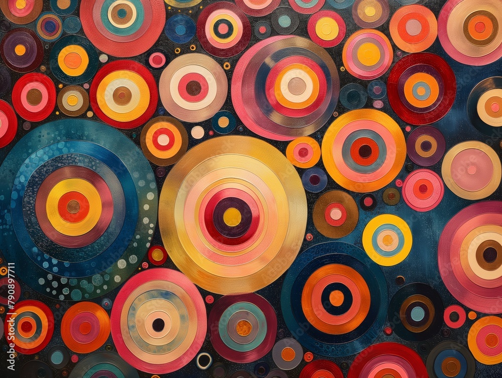 Abstract and colorful dots and circles art