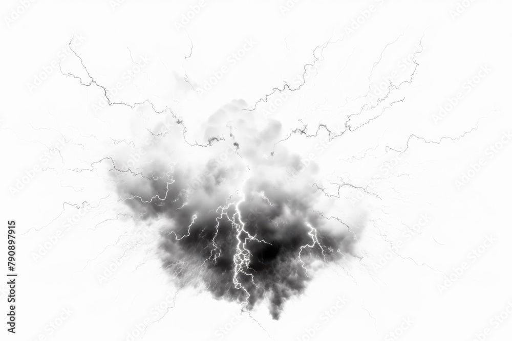 raw power of nature as a black and white lightning bolt streaks across ...