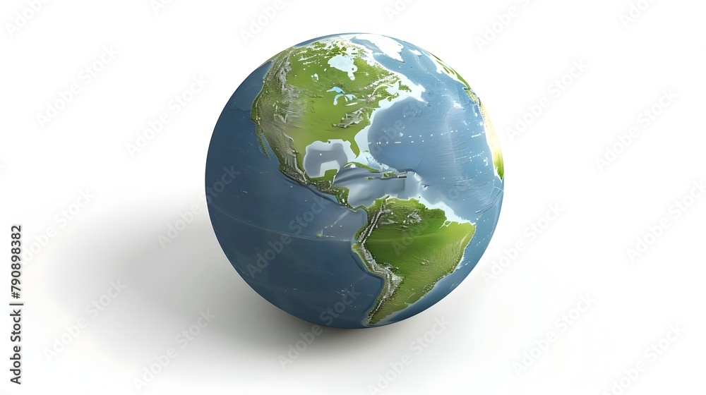 3D Globe Icon Showcasing Continents with Environmental Focus on Global Ecology and Geography