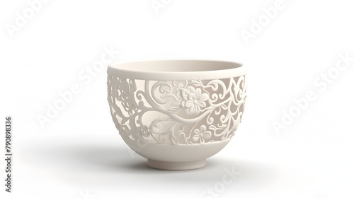 Delicate Porcelain Teacup with Intricate Floral Design,Symbolizing Relaxation and Tea Culture