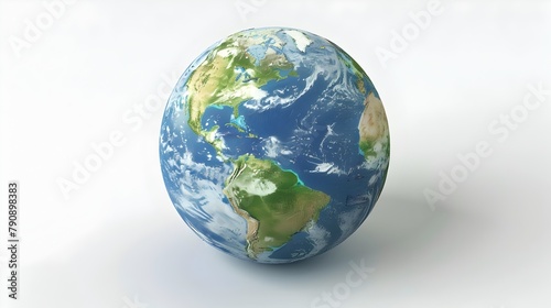 3D Globe Representing Global Ecology and Environmental Geography on White Background