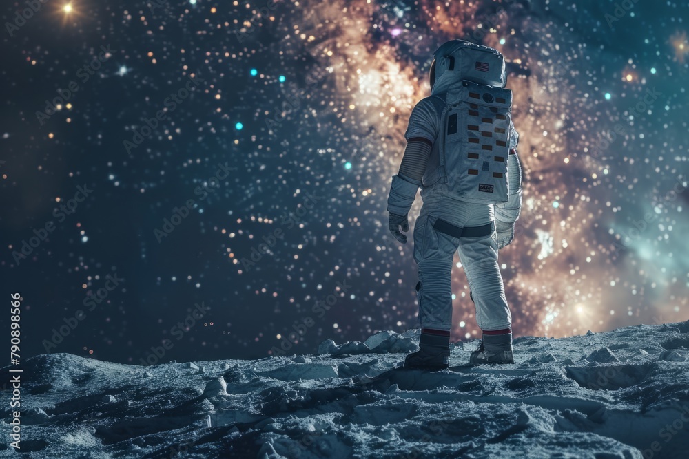 Obraz premium Astronauts in Space Suits Standing on the Moon