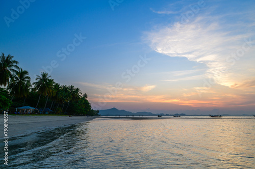 Landscape of koh Mook with beautiful sky and sunrise, at Trang, Thailand. It is a small idyllic island in the Andaman Sea