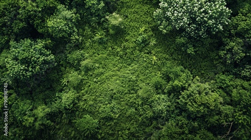 Drone View of Lush Green Landscape: Aerial Photography with Ample Space for Text
